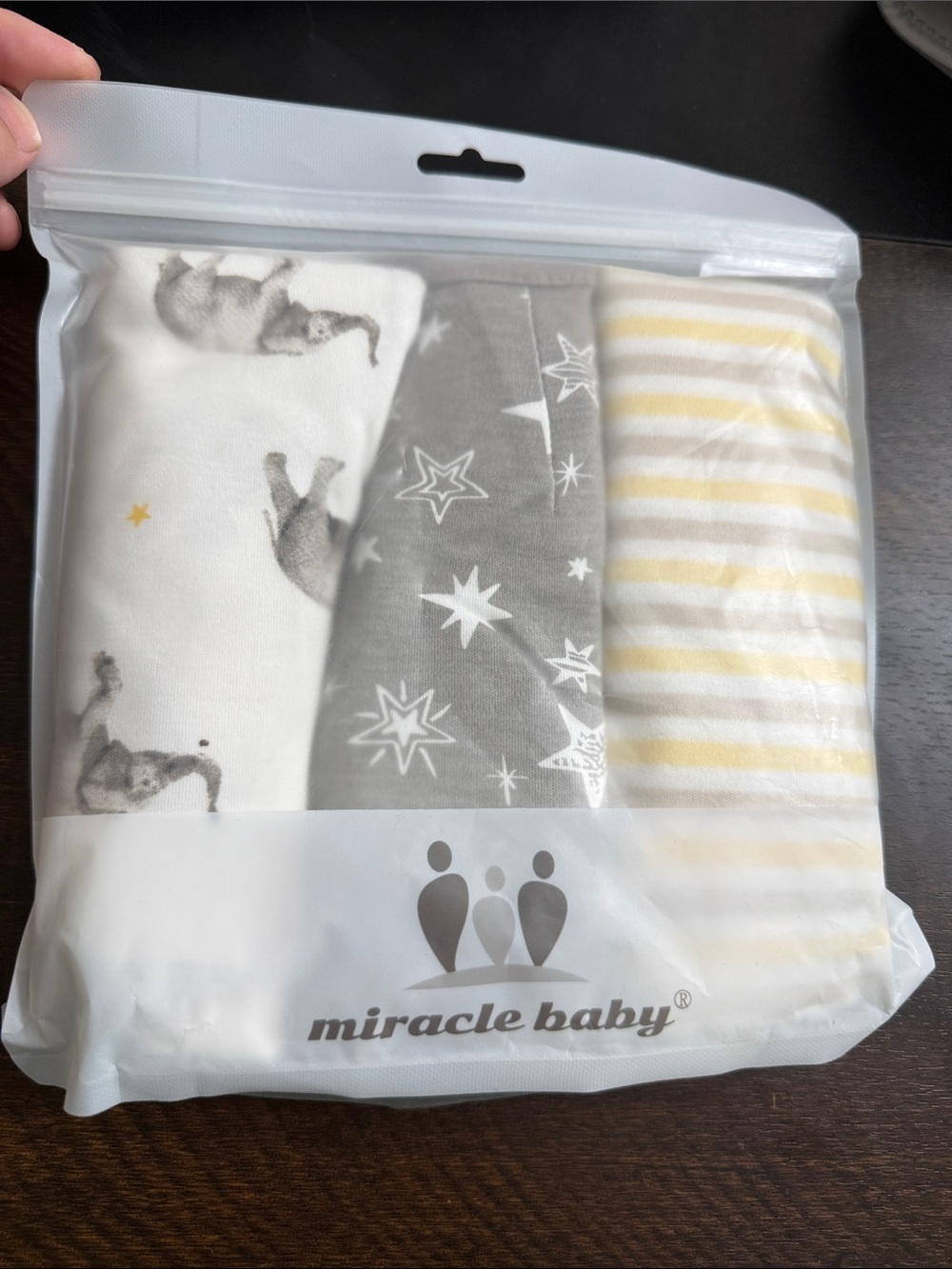 Miracle Baby White, Gray & Yellow Swaddle/Blanket Set